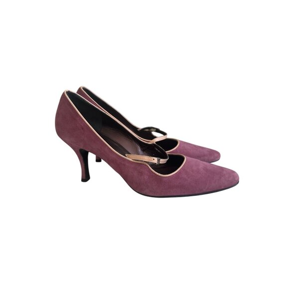 MARTINEZ VALERO Purple Suede Mary Janes Heels Size 9 1/2 - Picture 5 of 8